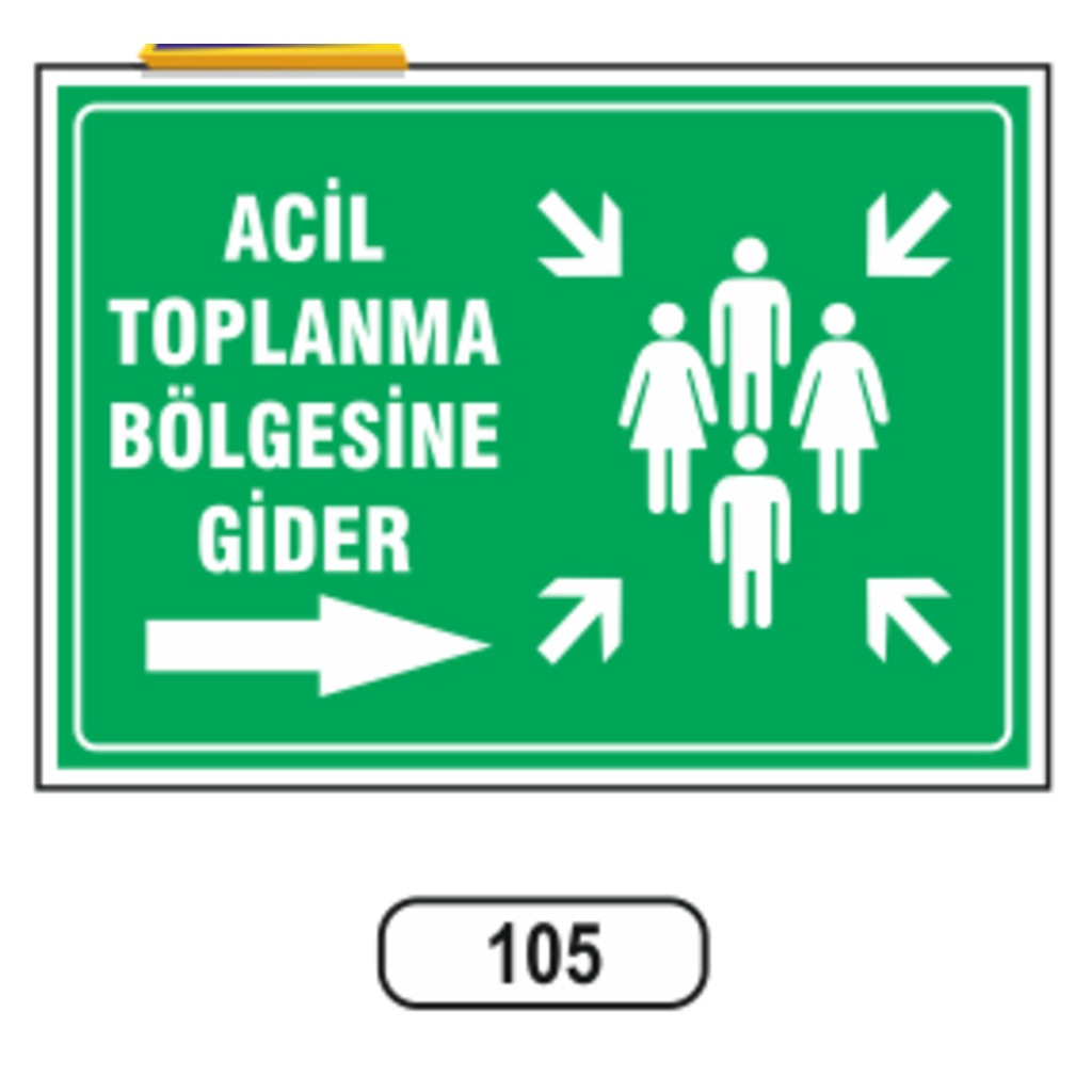 Acil Toplanma Bölgesine Gider Sağ Uyarı Ikaz Levhası (497379711)