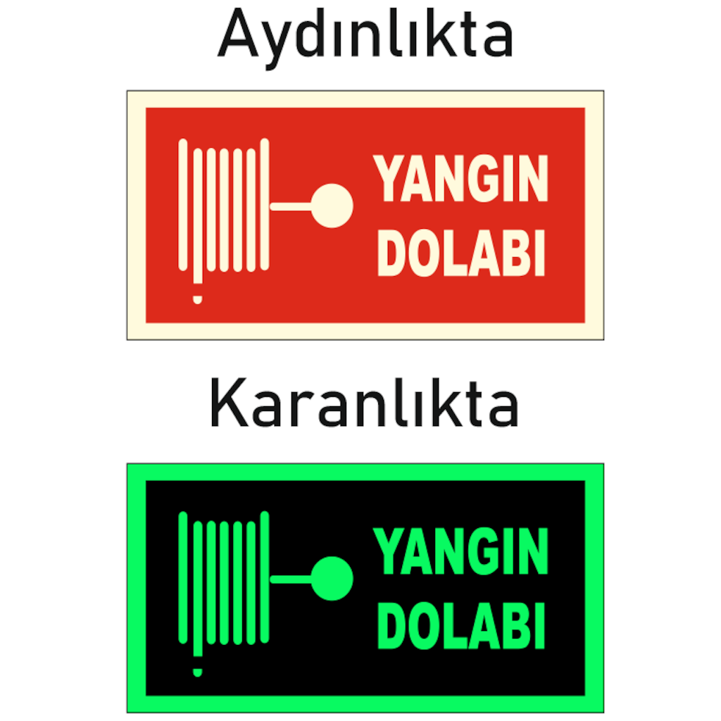 Fotolümen Fosforlu Yangın Dolabı Yön Levhası