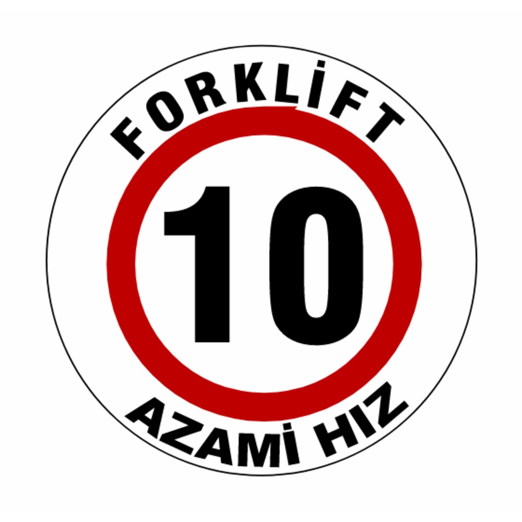 Forklift Azami Hız 10 Yer Zemin Etiketi