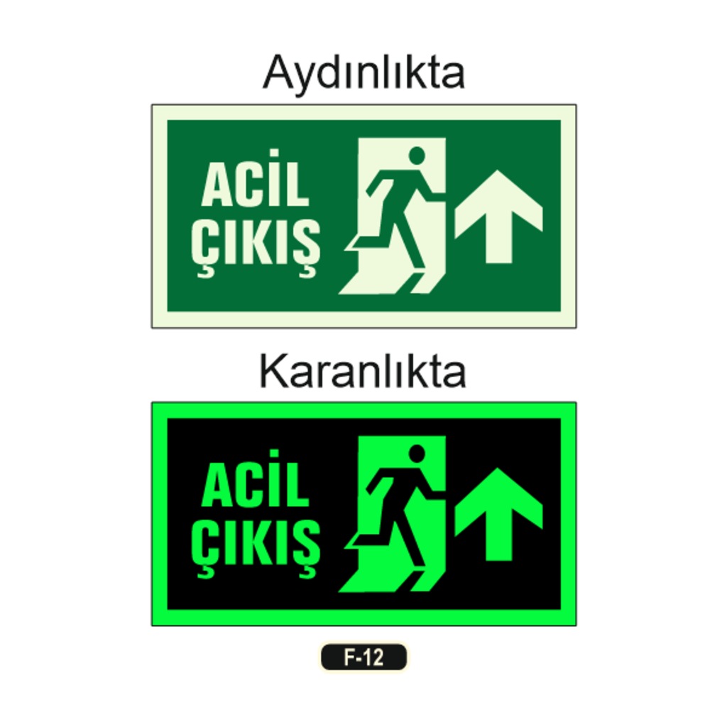 Fosforlu Acil Çıkış Yön Levhası
