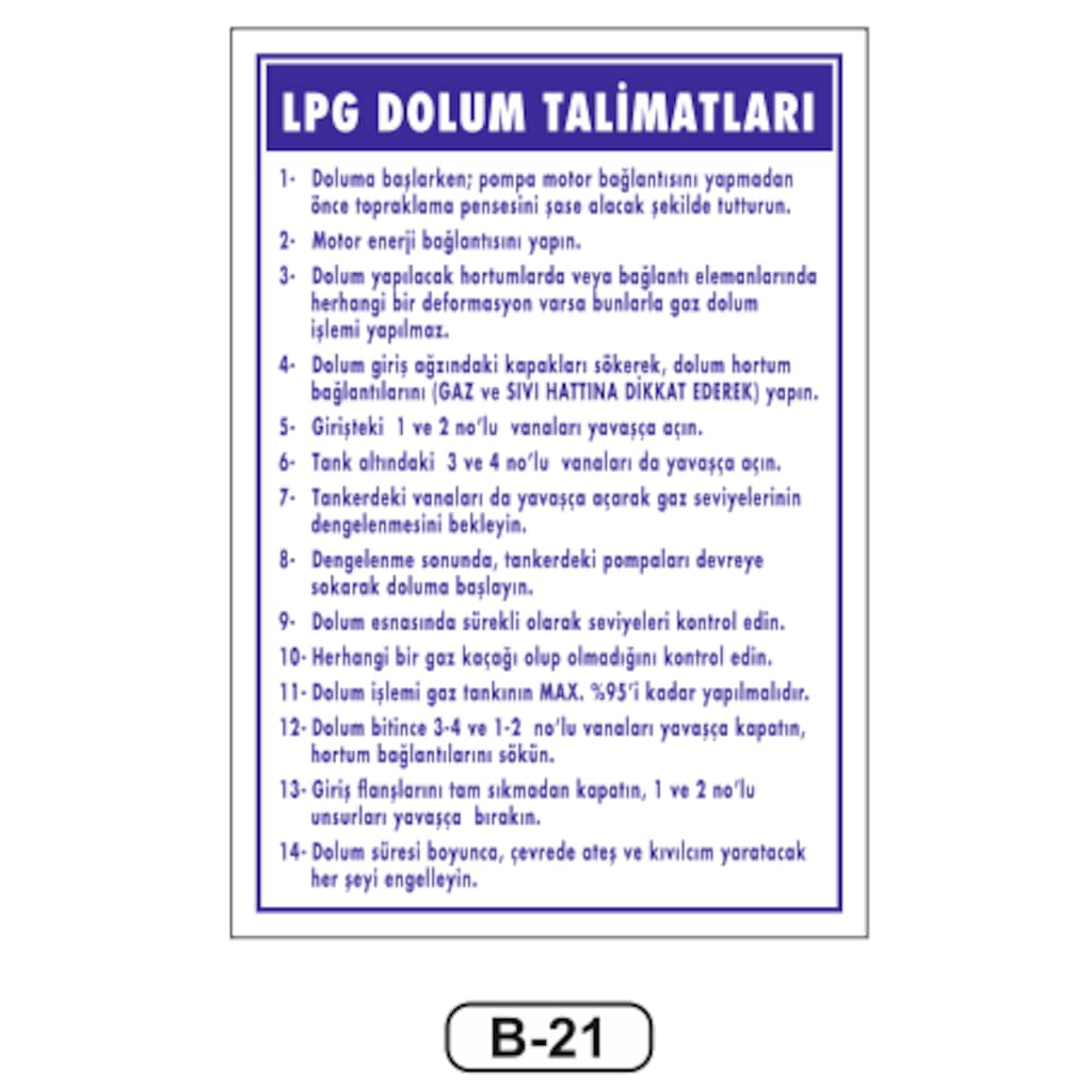 Lpg Dolum Talimatı Levhası