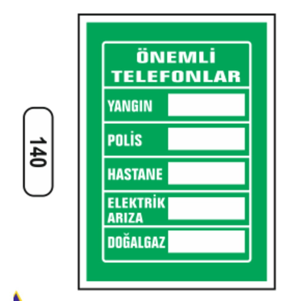 Önemli Telefonlar Uyarı Ikaz Levhası