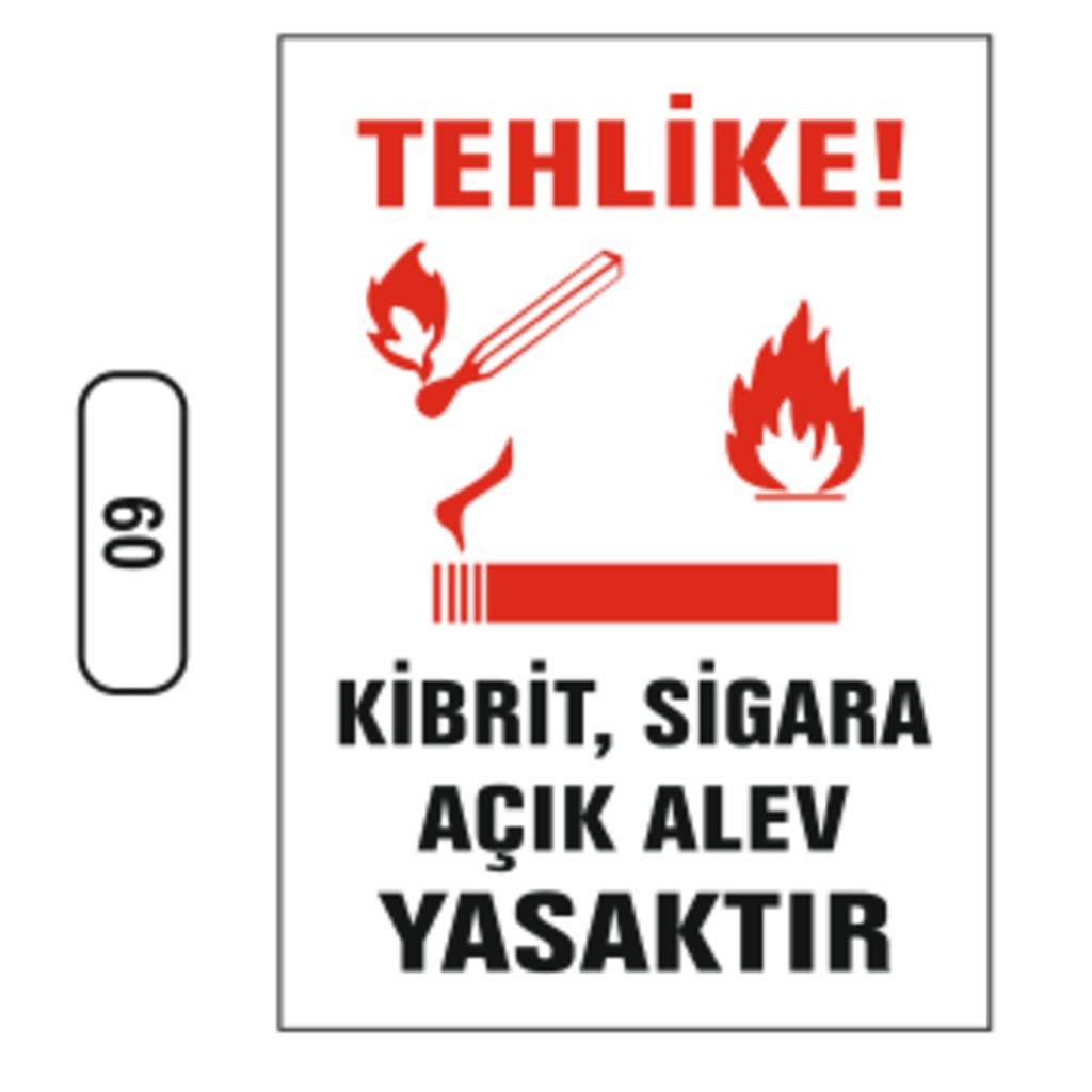 Tehlike Kibrit Sigara Açık Alev Yasaktır Uyarı Ikaz Levhası