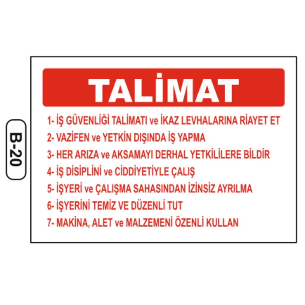 İşyeri Talimatı Levhası