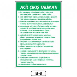 Acil Çıkış Talimatı Levhası