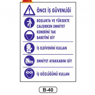 Kişisel Koruyucu Güvenlik Tedbirleri Levhası