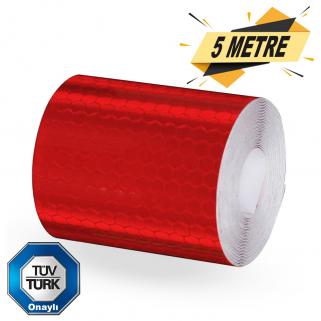 Kırmızı Reflektif Bant 5cmx5 Metre Bal Petekli 