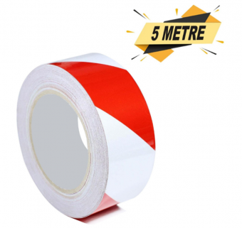 Kırmızı/Beyaz Reflektif Bant 5cmx5 Metre