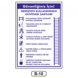 Merdiven Kullanımında Güvenlik Talimatı Levhası