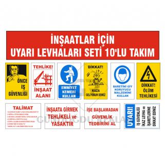İnşaatlar için Uyarı Levhaları Seti