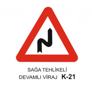 Sağa Tehlikeli Devamlı Viraj Trafik Levhası 