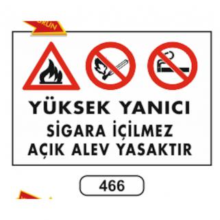 YÜKSEK YANICI SİGARA İÇİLMEZ LEVHASI 