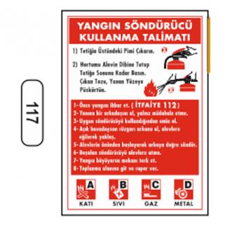 Yangın Söndürücü Kullanma Talimatı Levhası