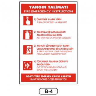Yangın Talimatı Levhası