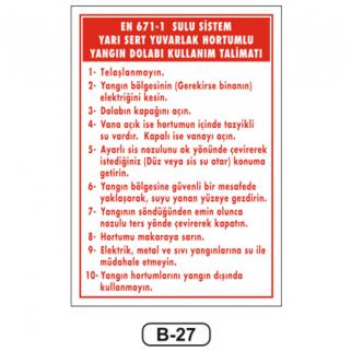 Yangın Dolabı Kullanım Talimatı Levhası