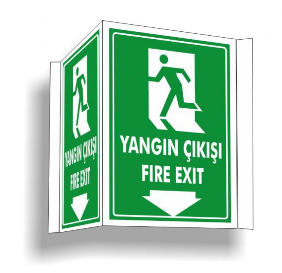 Panoramik Yangın Çıkışı Fire Exit Yön Levhası 